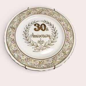 Vintage 30th Anniversary Opalescent China Plate, 8 “ Hand Crafted in Japan